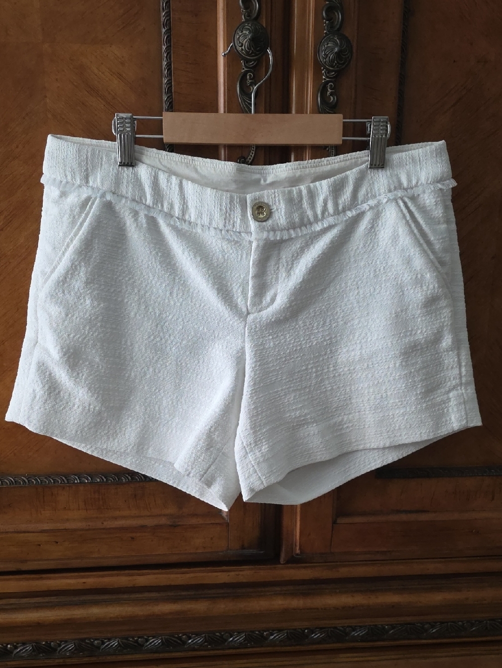 Lilly Pulitzer White High-Waist Textured Shorts